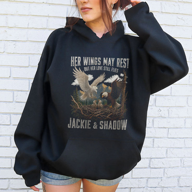 Her Wings May Rest But Her Love Still Flies Jackie & Shadow Bald Eagle T Shirt