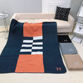 Blue and orange throw Black and white 498#