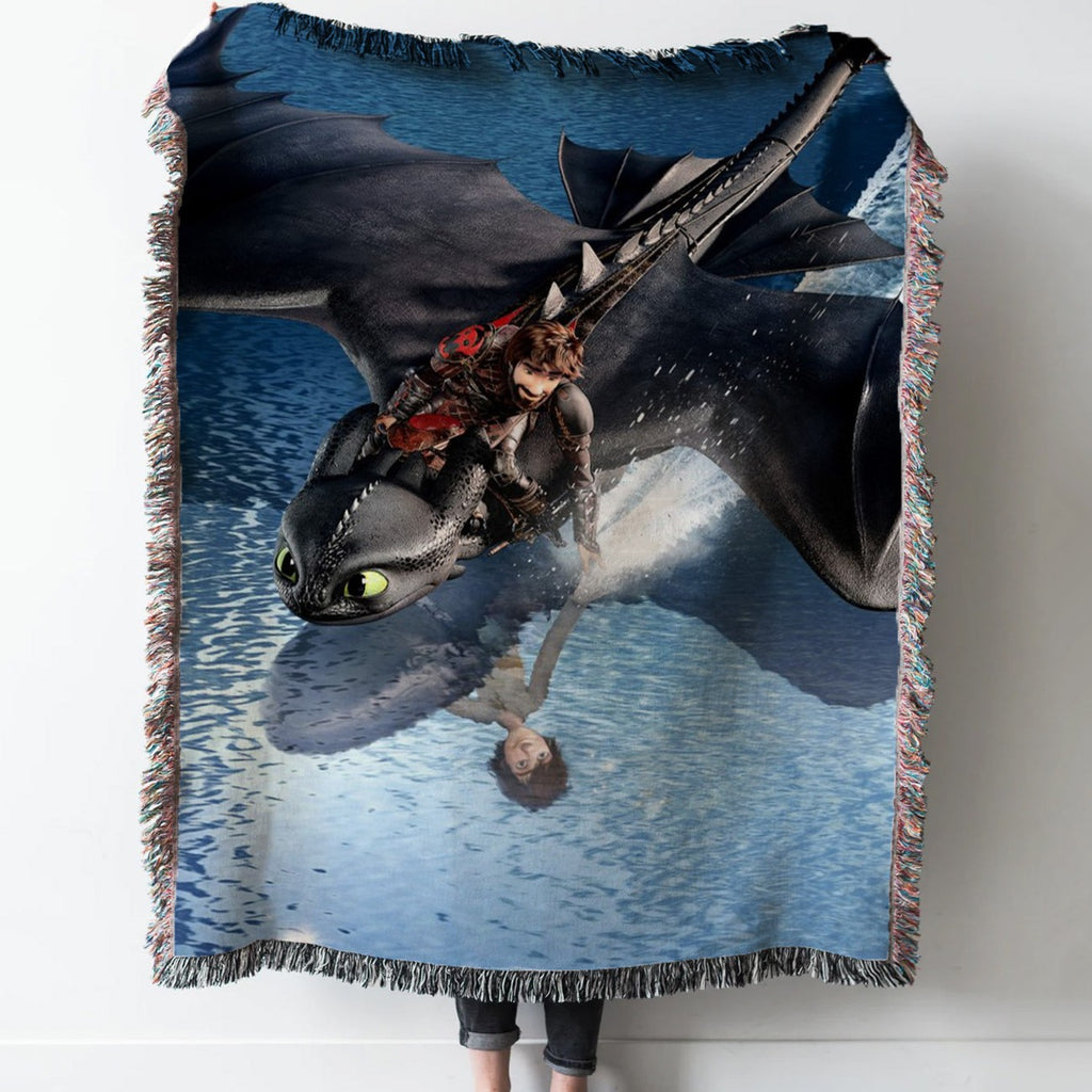 Hiccup’s Journey Woven Tapestry Throw Blanket with Fringe