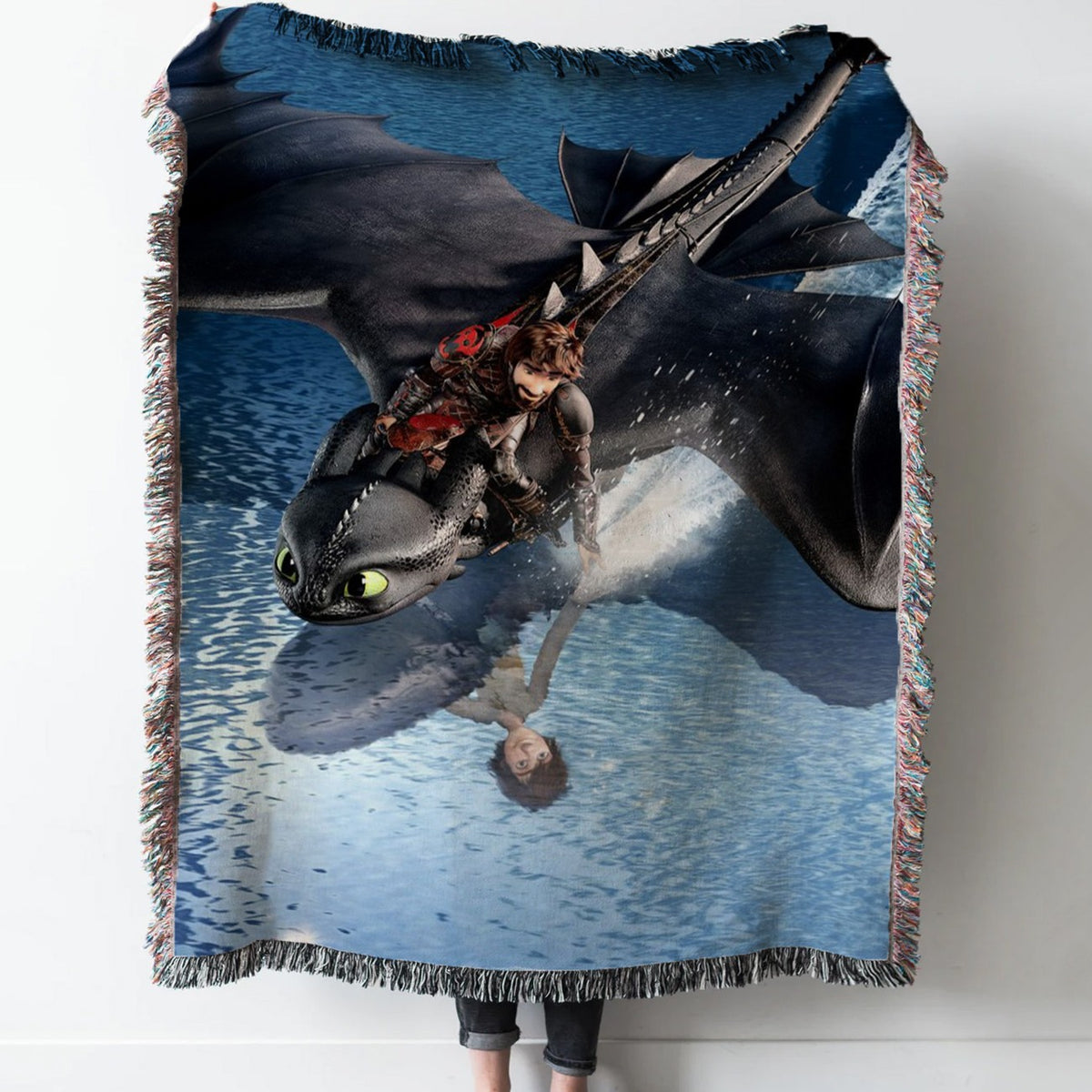 Hiccup’s Journey Woven Tapestry Throw Blanket with Fringe