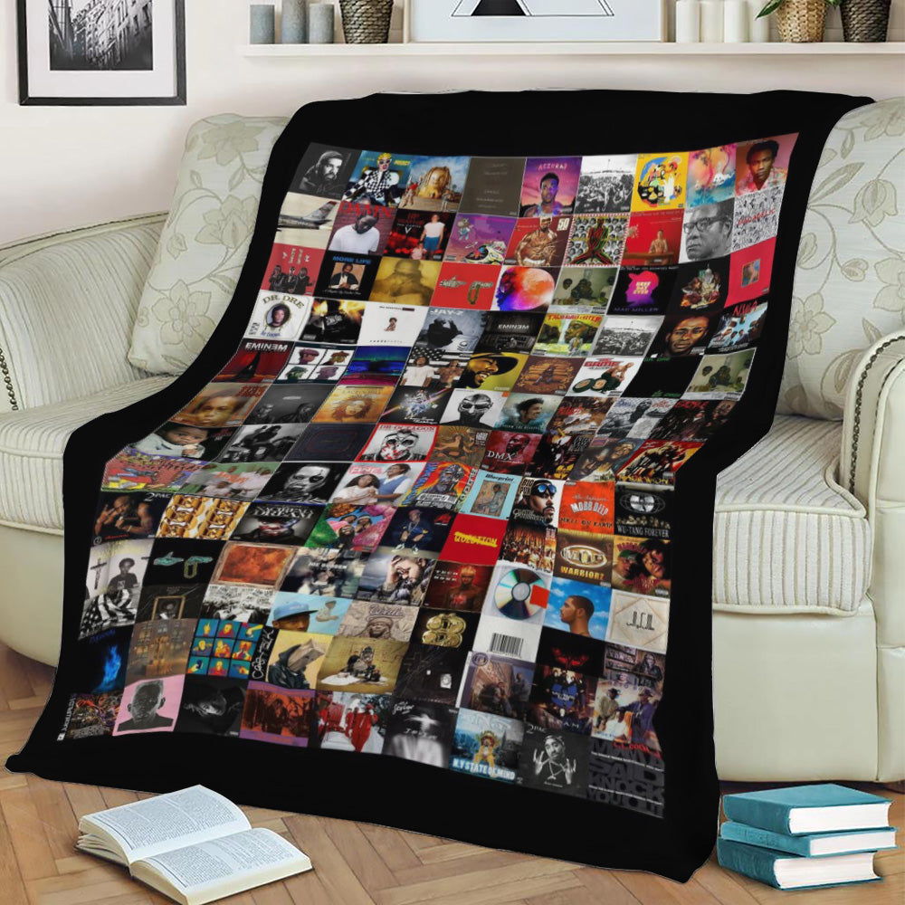 Hip Hop Album Covers Fleece Throw Blanket