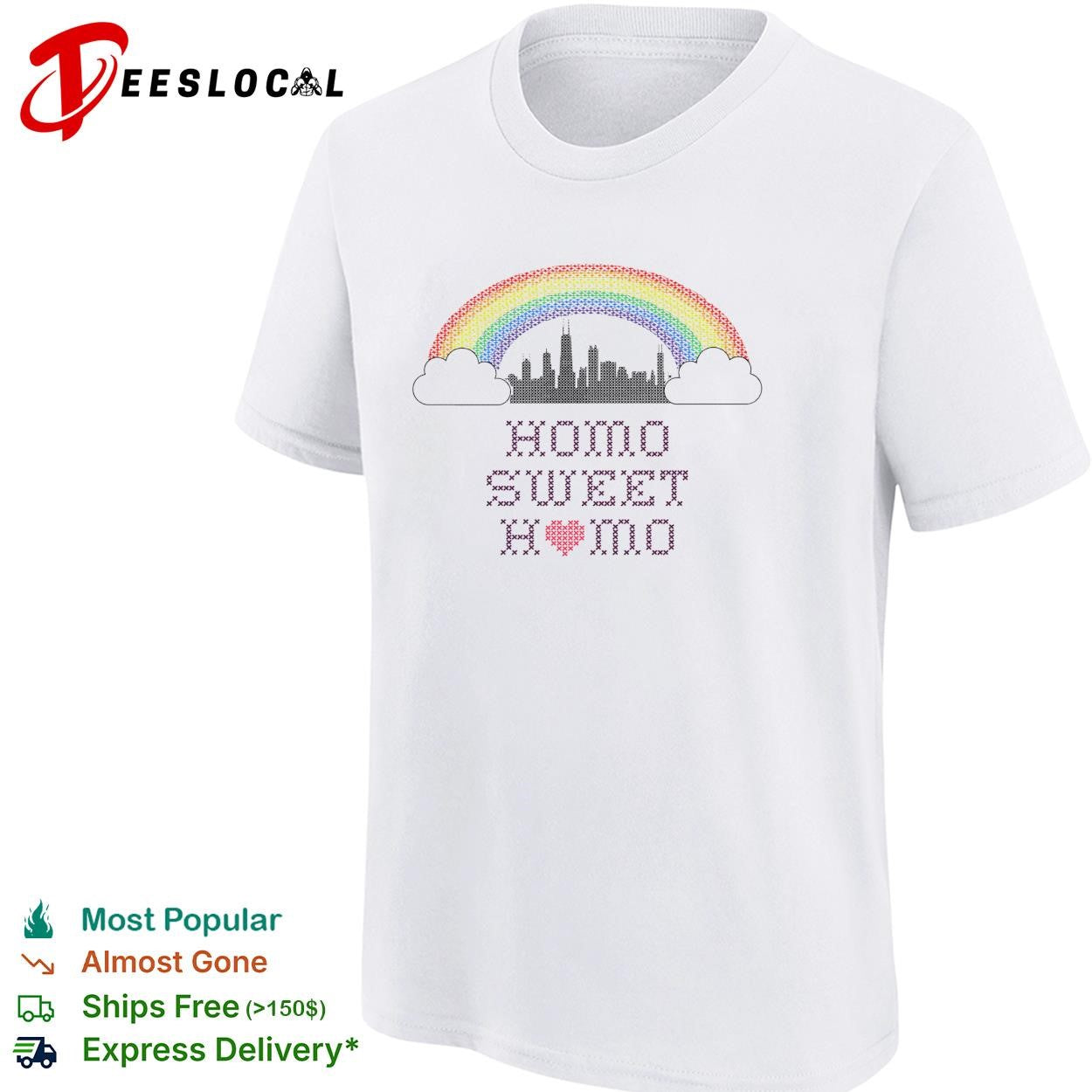 Homo sweet home rainbow pride city skyline LGBTQ graphic shirt