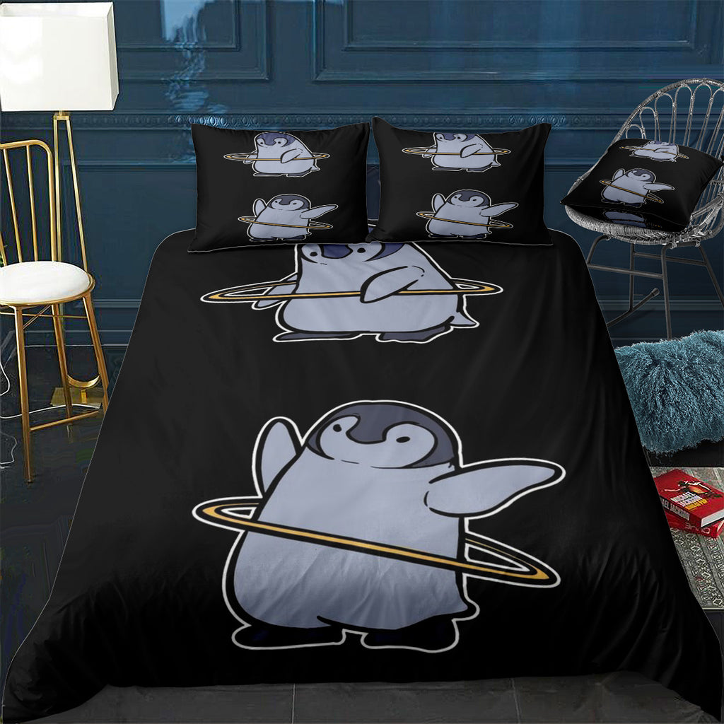 Hoola Hoop Penguin Owner G Bedding Set (Duvet Cover & Pillow Shams)