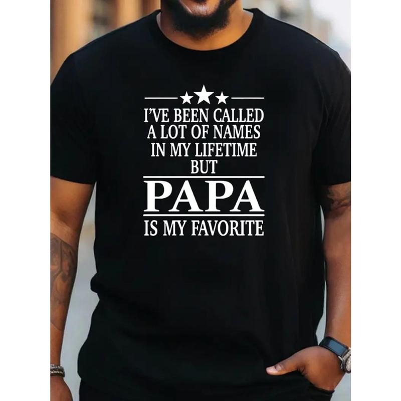 Hot Heartfelt Papa Print Couple Street Short Sleeve Cotton Comfort Fit Crew Neck Ultra Soft Breathable Moisture Wicking Casual Summer Everyday Made USA T-Shirts