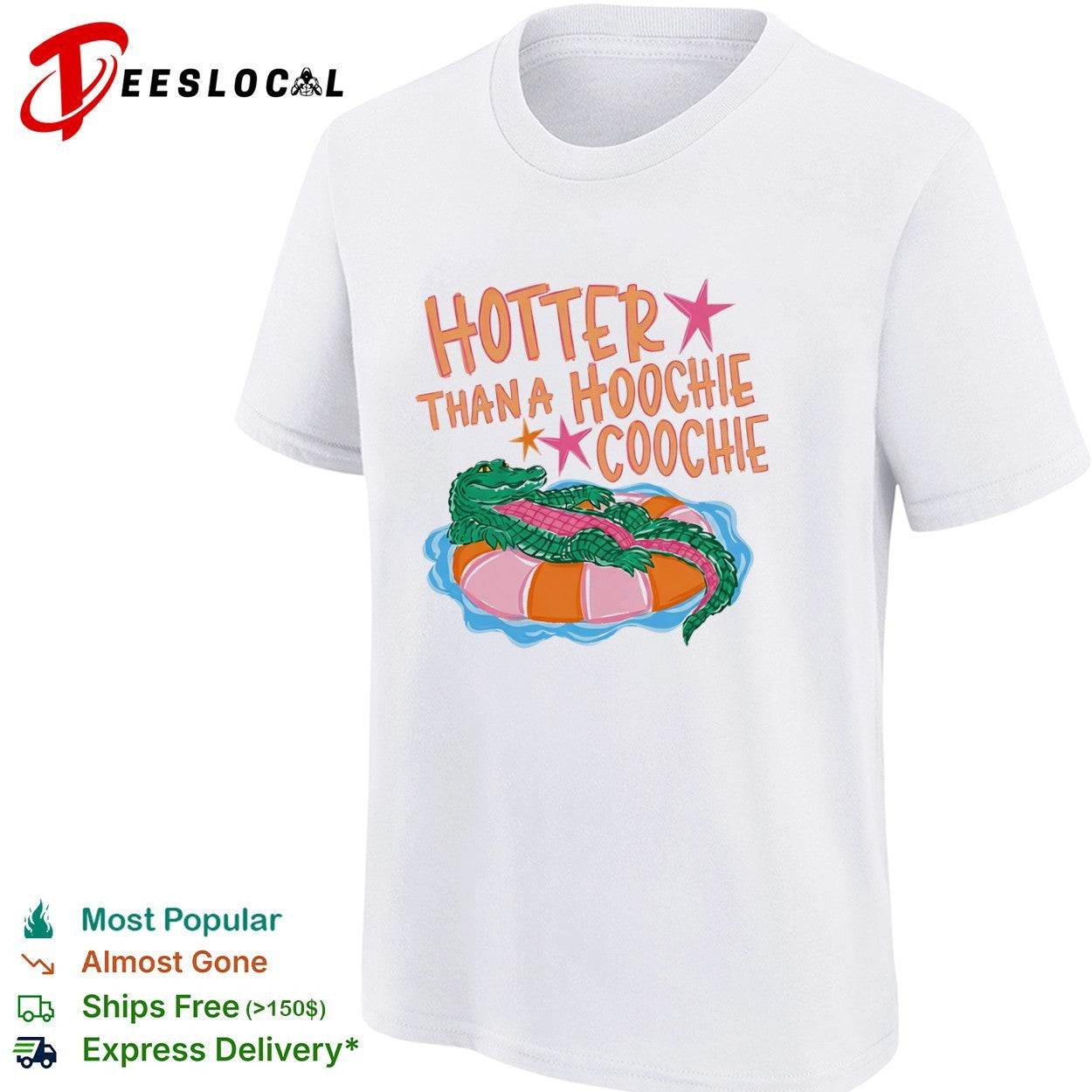 Hotter than a hoochie coochie alligator floating on a pool float summer shirt