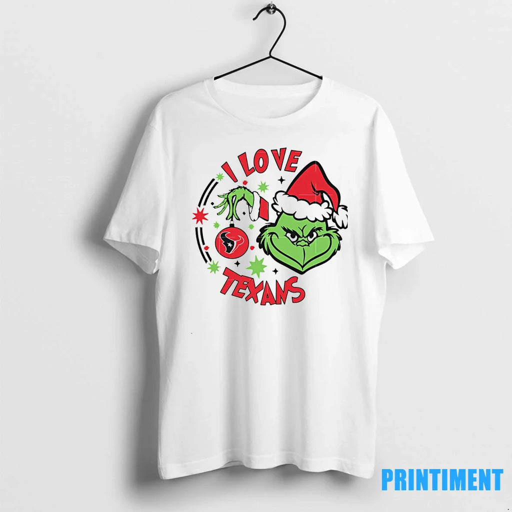 Houston Texans X Santa Grinch I Love Texans Christmas Tshirts Sweater