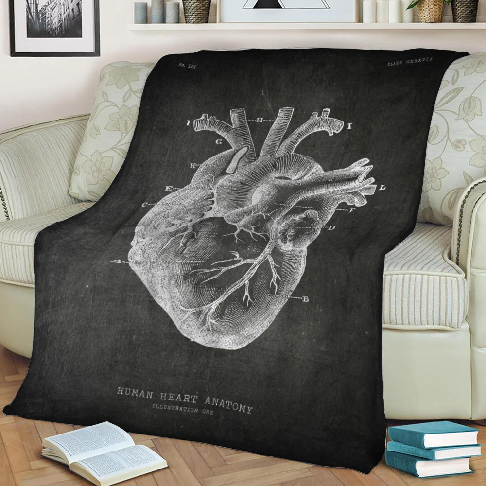 Human heart Fleece Throw Blanket