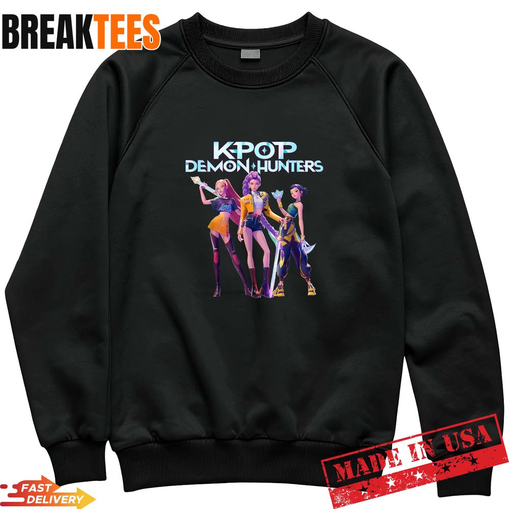 Epic Huntrix Kpop Demon Hunters Tee – Anime Style Heroic Poses Group Shirt