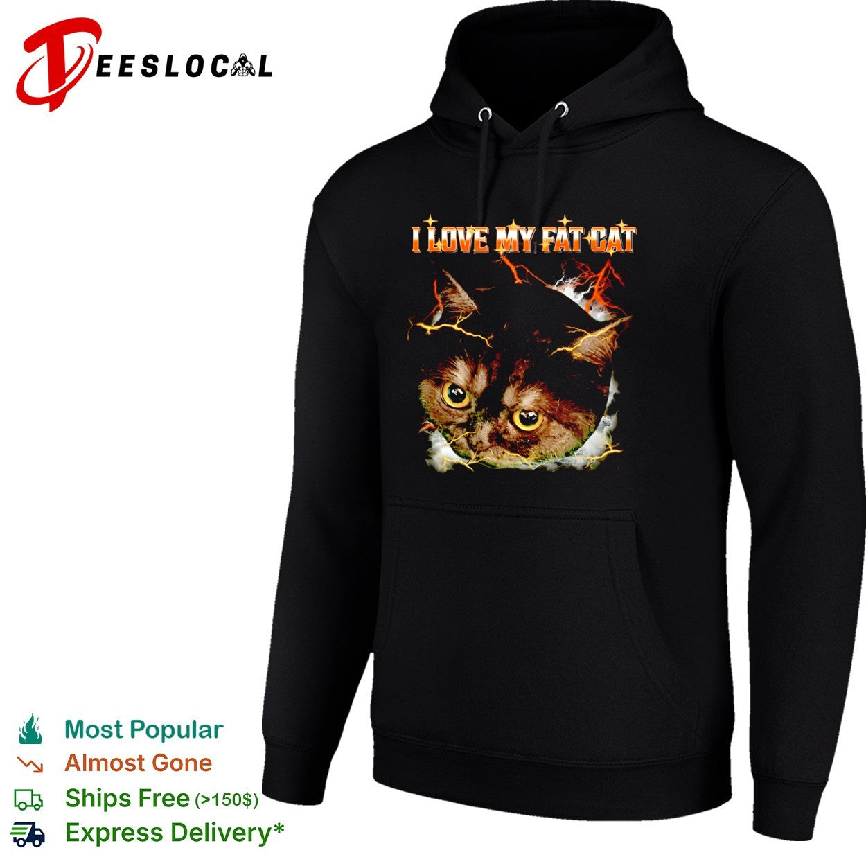 I Love My Fat Cat Lightning Storm Aesthetic Internet Meme Animal Lover shirt