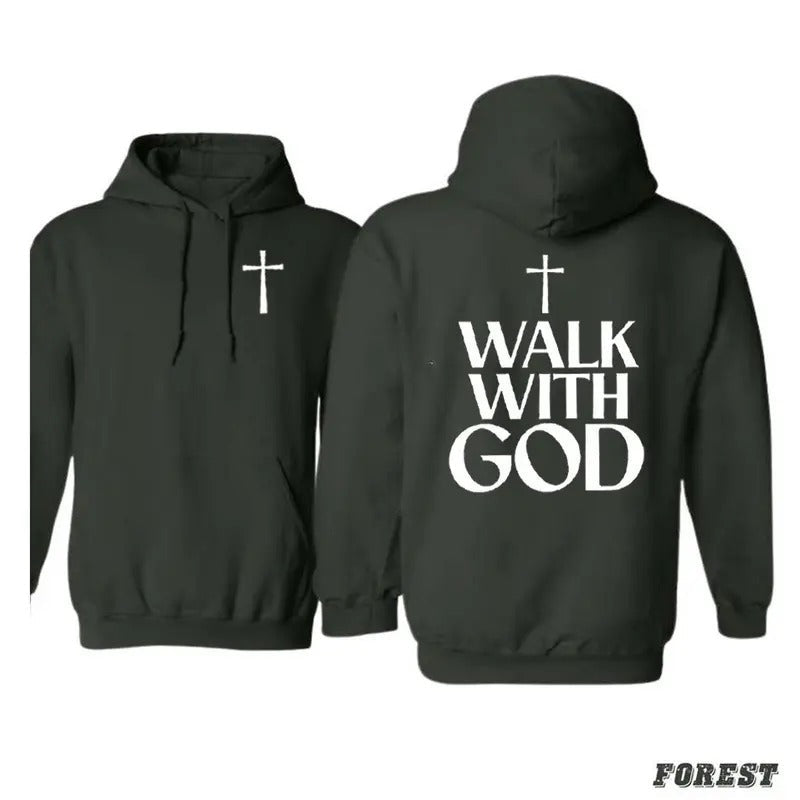 I Walk God Casual Street Fleece Hooded Tops Perfect T-Shirts