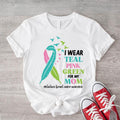 I Teal Pink Green Mom Shirt Cancer Support Mom Cancer Survivor Cancer Ribbon Metastatic Breast Cancer Awareness T-Shirts