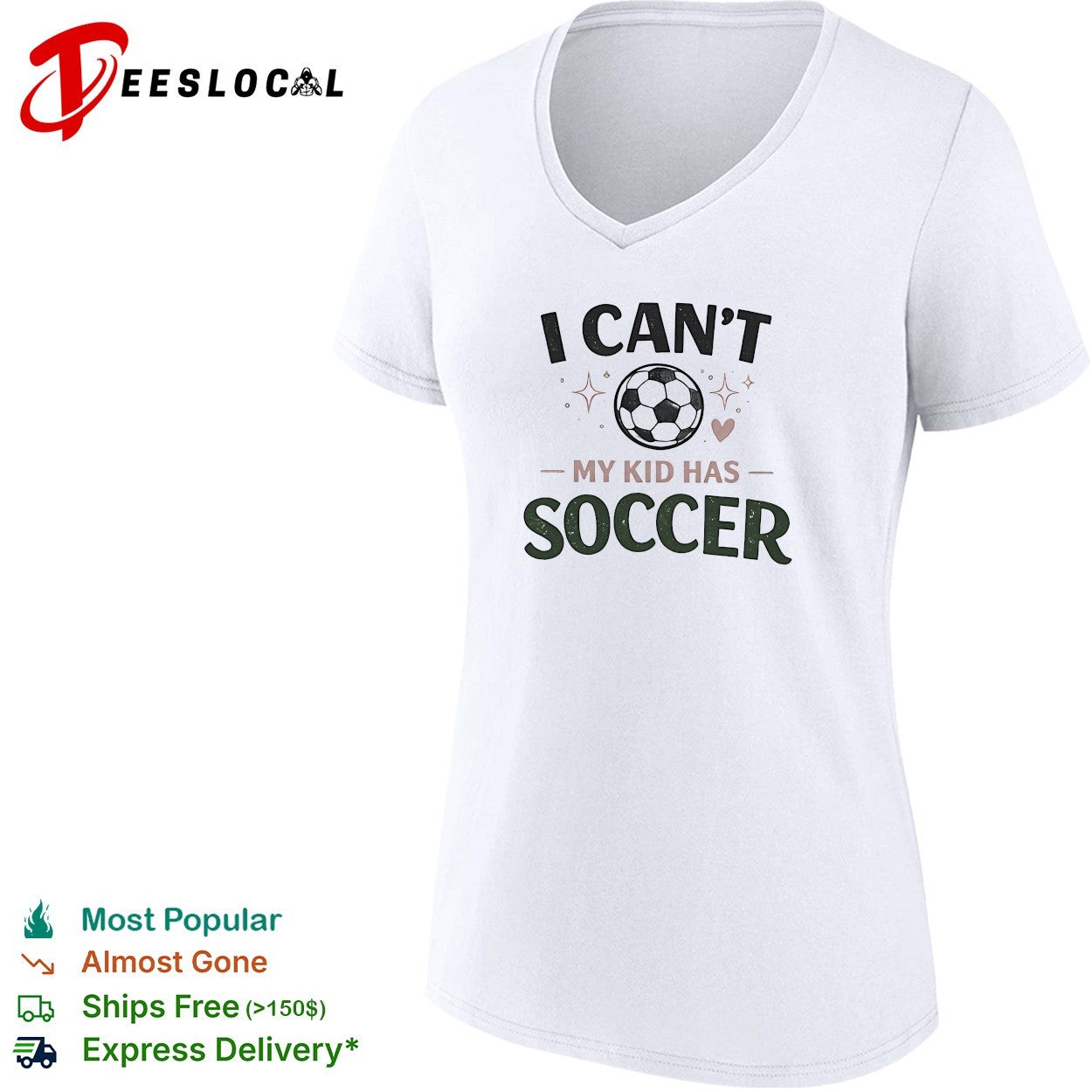 I can’t my kid has soccer shirt soccer ball heart star graphic sports apparel gift