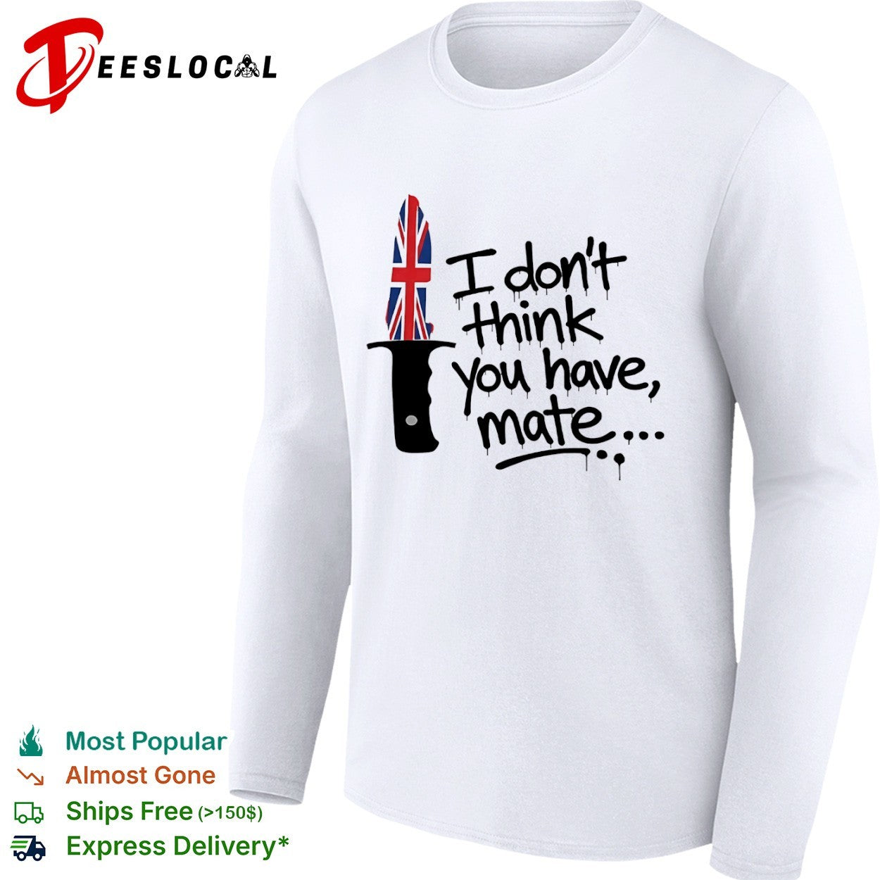 I don’t think you have mate UK Union Jack flag knife blade graphic print shirt