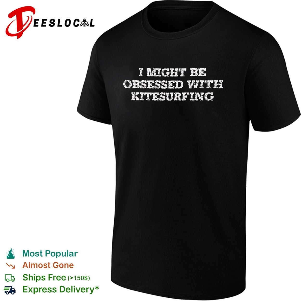 I might be obsessed with kitesurfing bold distressed typography shirt