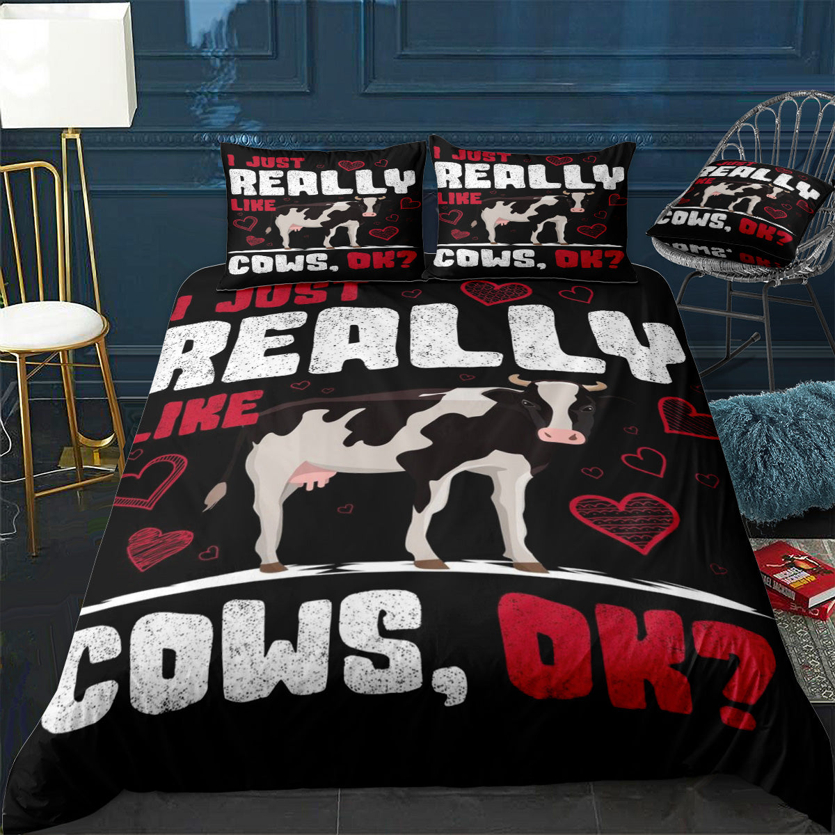 I Just Really Like Cows Ok Bedding Set (Duvet Cover & Pillow Shams)