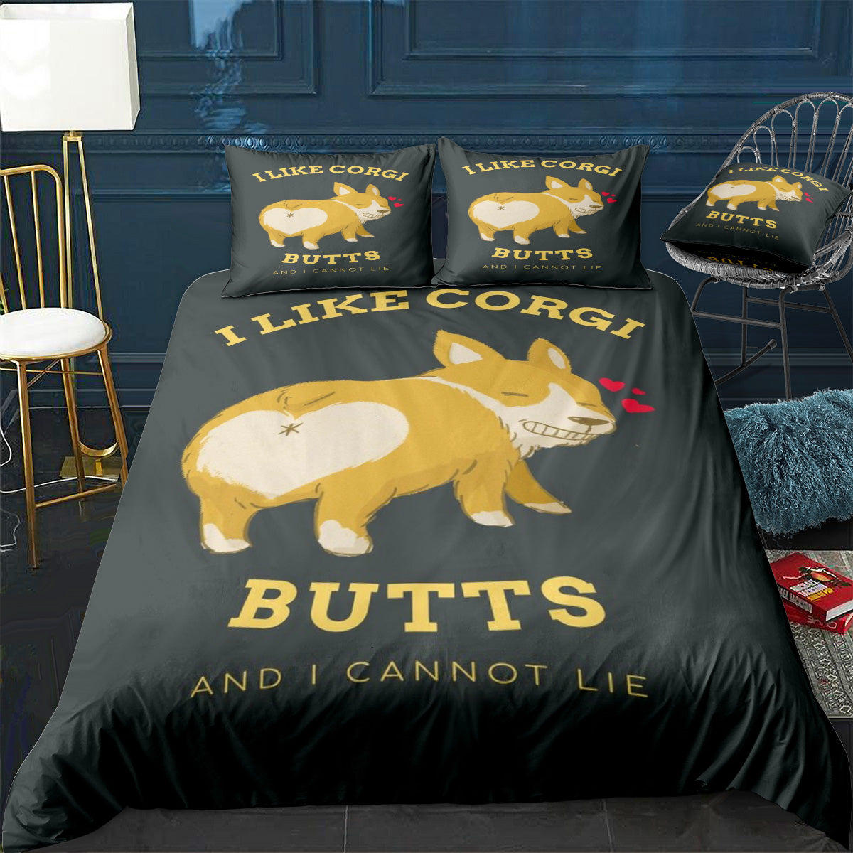 I LIKE CORGI BUTTS AND I Bedding Set (Duvet Cover & Pillow Shams)