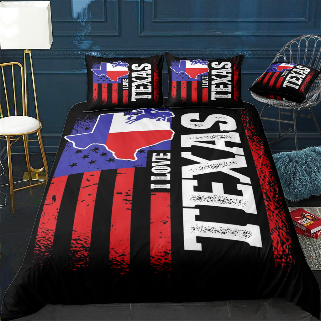 I love Texas Flag Rodeo Bedding Set (Duvet Cover & Pillow Shams)