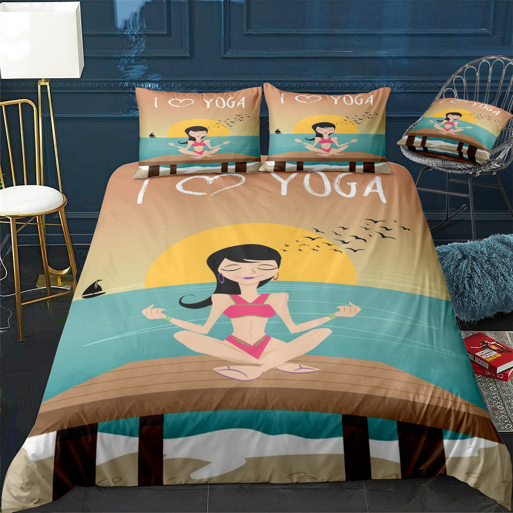I love Yoga Bedding Set (Duvet Cover & Pillow Shams)