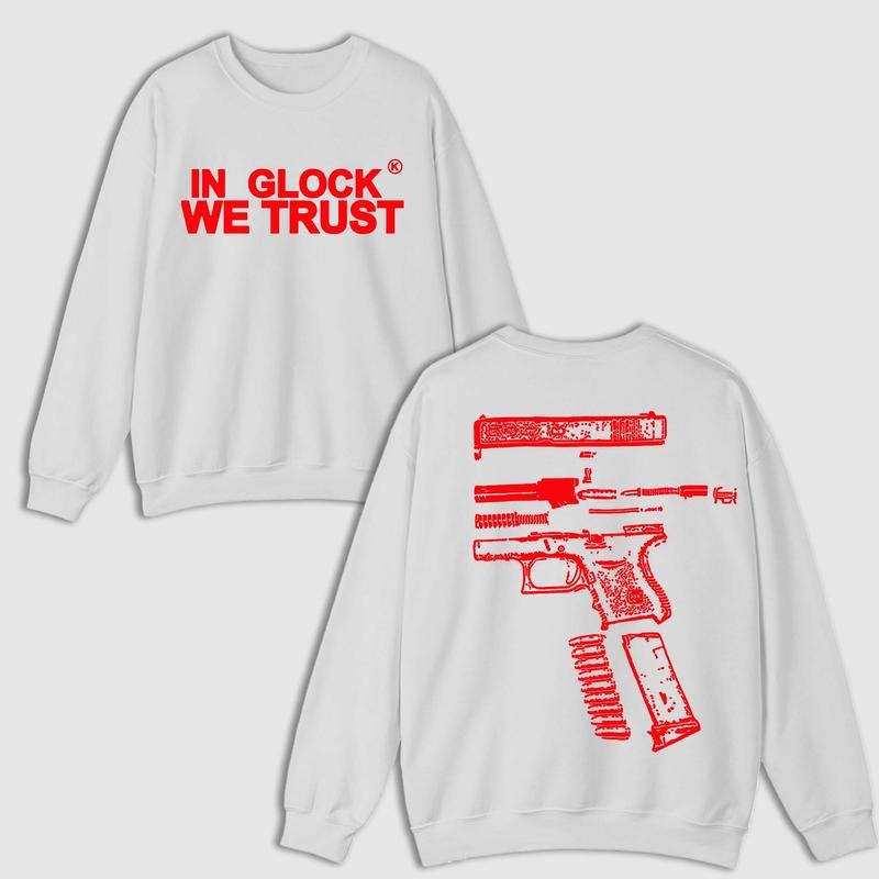 GLOCK WE TRUST DOUBLE SIDE WHITE VERSION Menswear T-Shirts