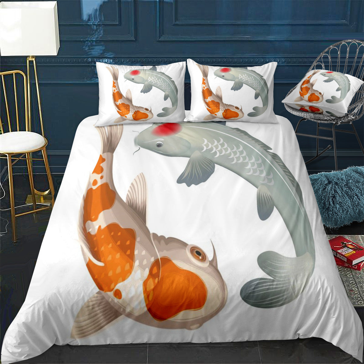 Icon Koi fish Bedding Set (Duvet Cover & Pillow Shams)