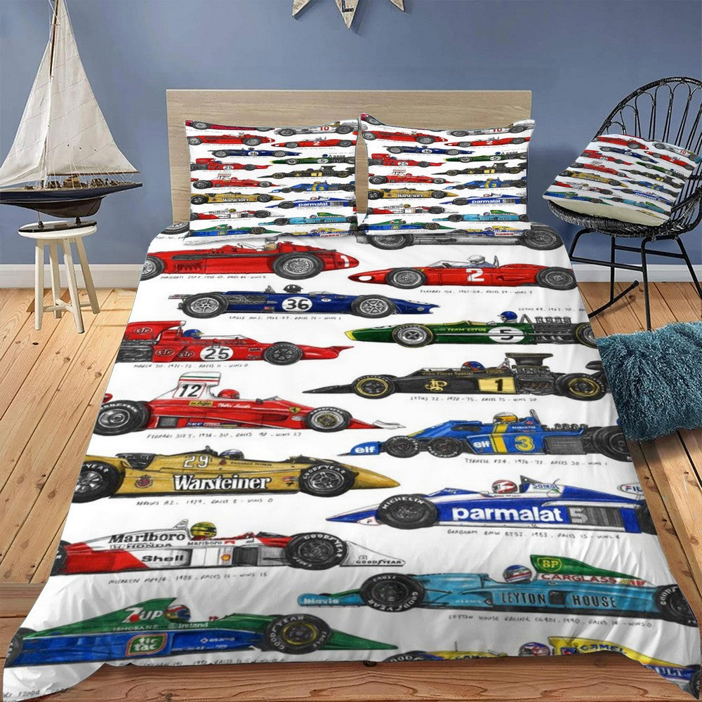 Iconic Formula 1 Cars Bedding Set (Duvet Cover & Pillow Shams)