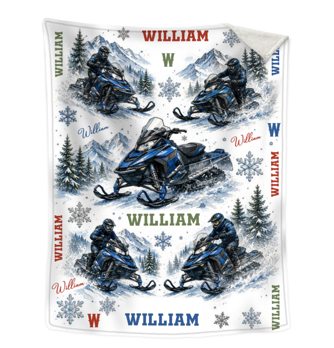Personalized Snowmobiling Blanket, Custom Snowmobile Rider Fleece Blanket with Name, Snowmobile Gift for Men, Snowmobiler Throw Blanket, Winter Sports Gift