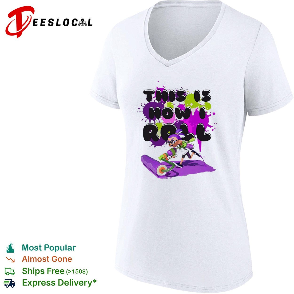 Inkling Squid Splatoon This is how I roll Nintendo shirt