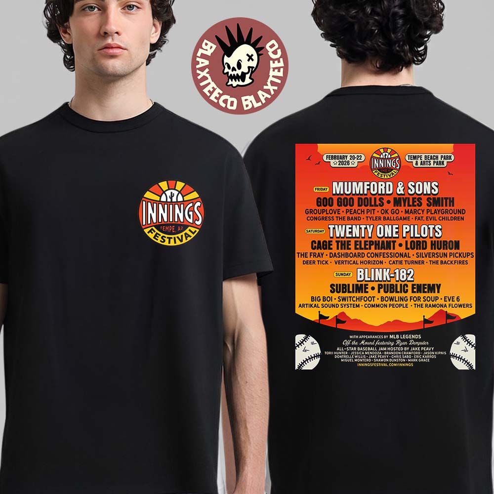 Inning Festival 2026 Full Lineup In Tempe Arizona At Temple Beach Park And Arts Park On February 20 21 22 2026 Two Sided T-Shirt