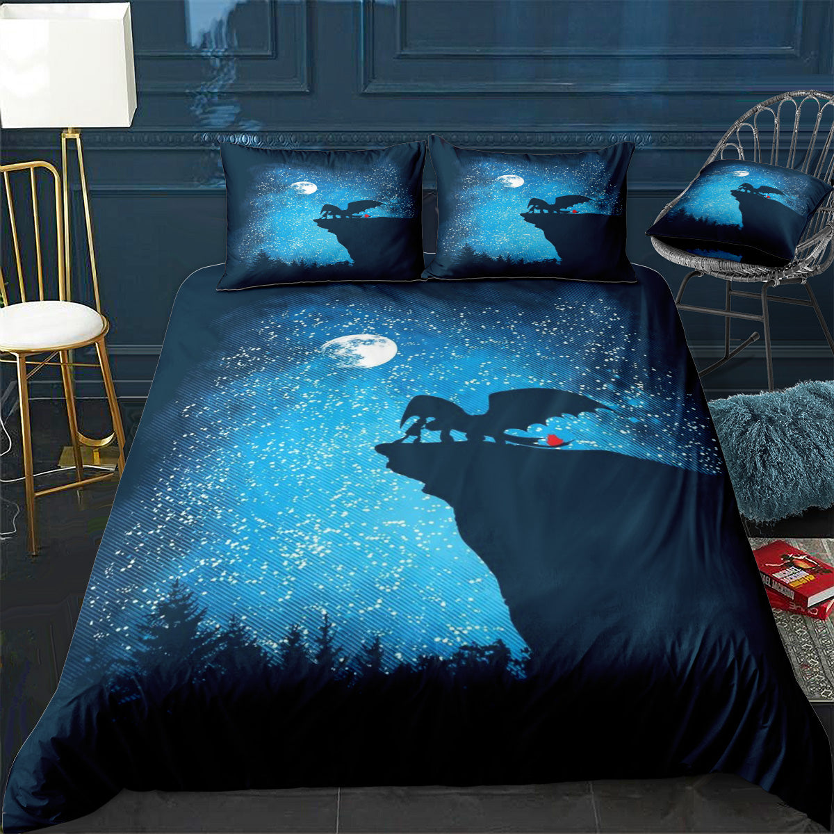 Inspired by the movie How To Train Your Dragon. I hop … Bedding Set (Duvet Cover & Pillow Shams)