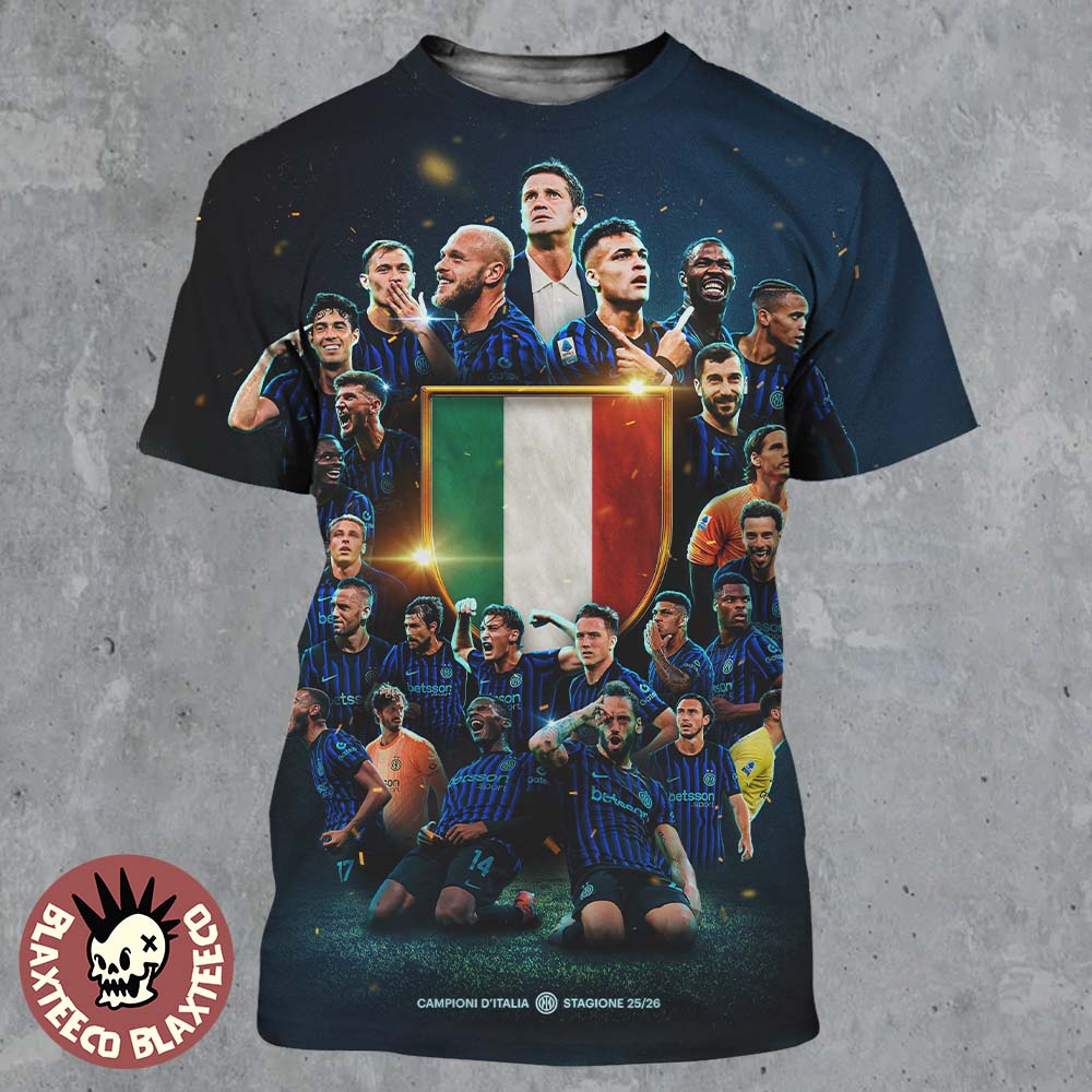 Inter Milan Campioni D’Italia Stagione 2025 2026 Serie A Champions 21th Scudetto All Over Print Shirt
