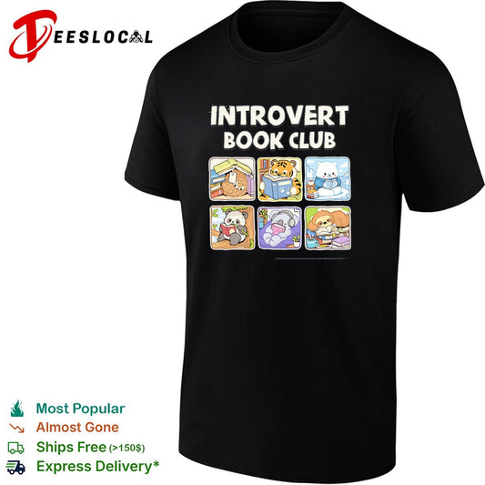 Introvert Book Club Pangolin Tiger Polar Bear Panda Koala Sloth cute animal shirt