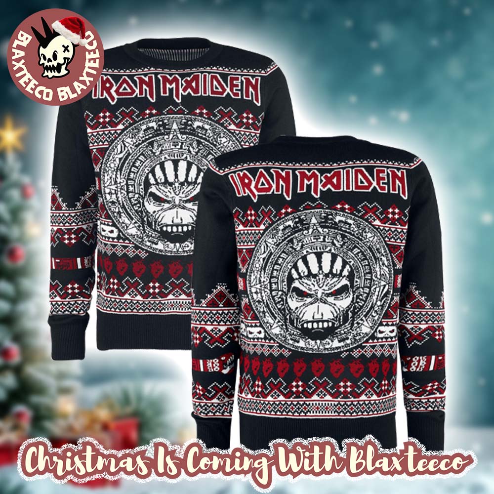 Iron Maiden Mayan Eddie The Book Of Souls Signature Xmas Gift For Fans Ugly Christmas Sweater