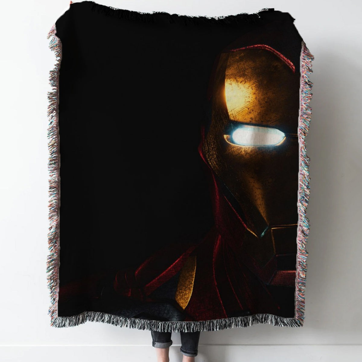 Iron Man Woven Tapestry Throw Blanket with Fringe