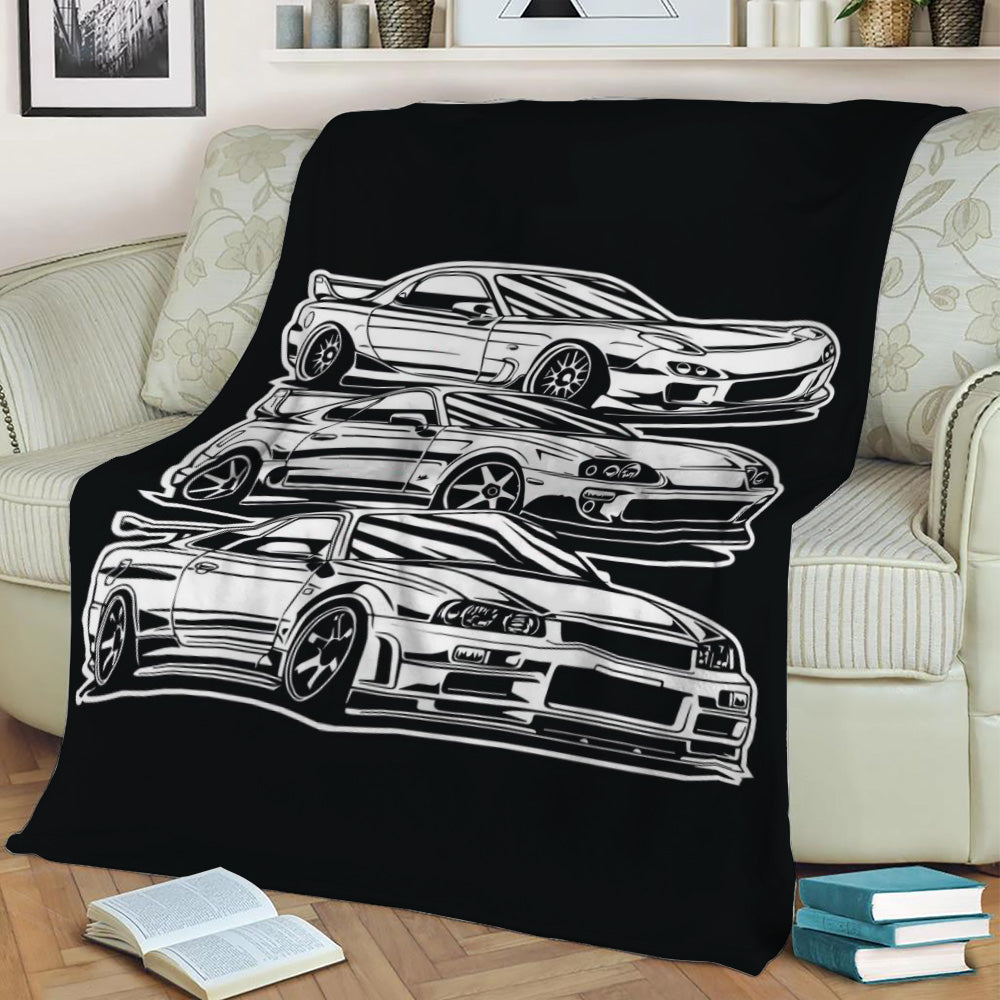 JDM Cars Fleece Throw Blanket