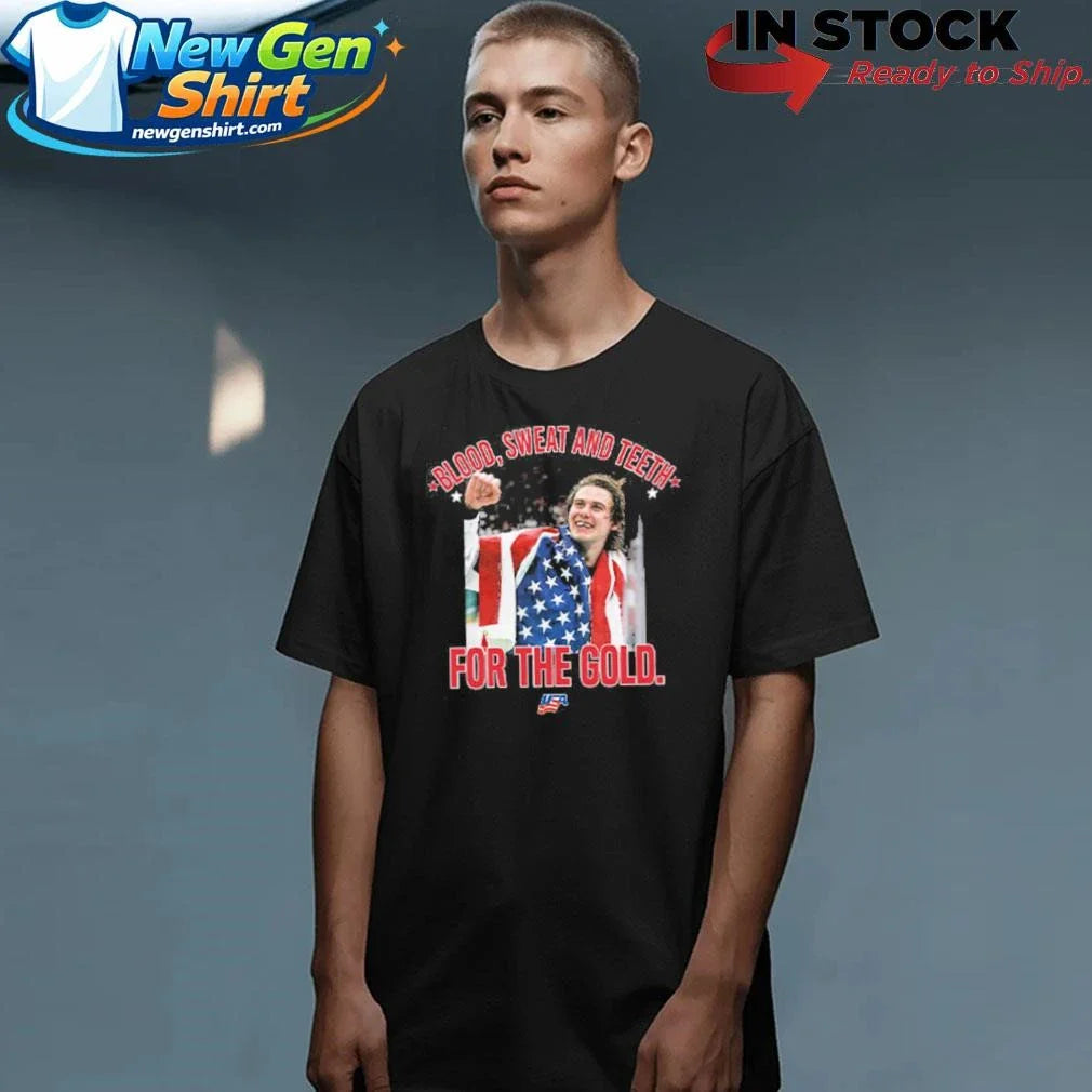 Jack Hughes Blood Sweet And Teeth For The Gold USA Hockey Shirt