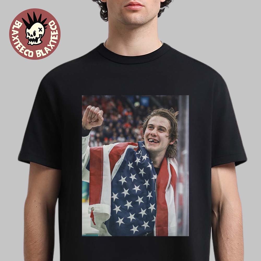 Jack Hughes Toothless Smile Photo Olympic Milano Cortina 2026 Gold Metal Men’s Hockey Champion T-Shirt