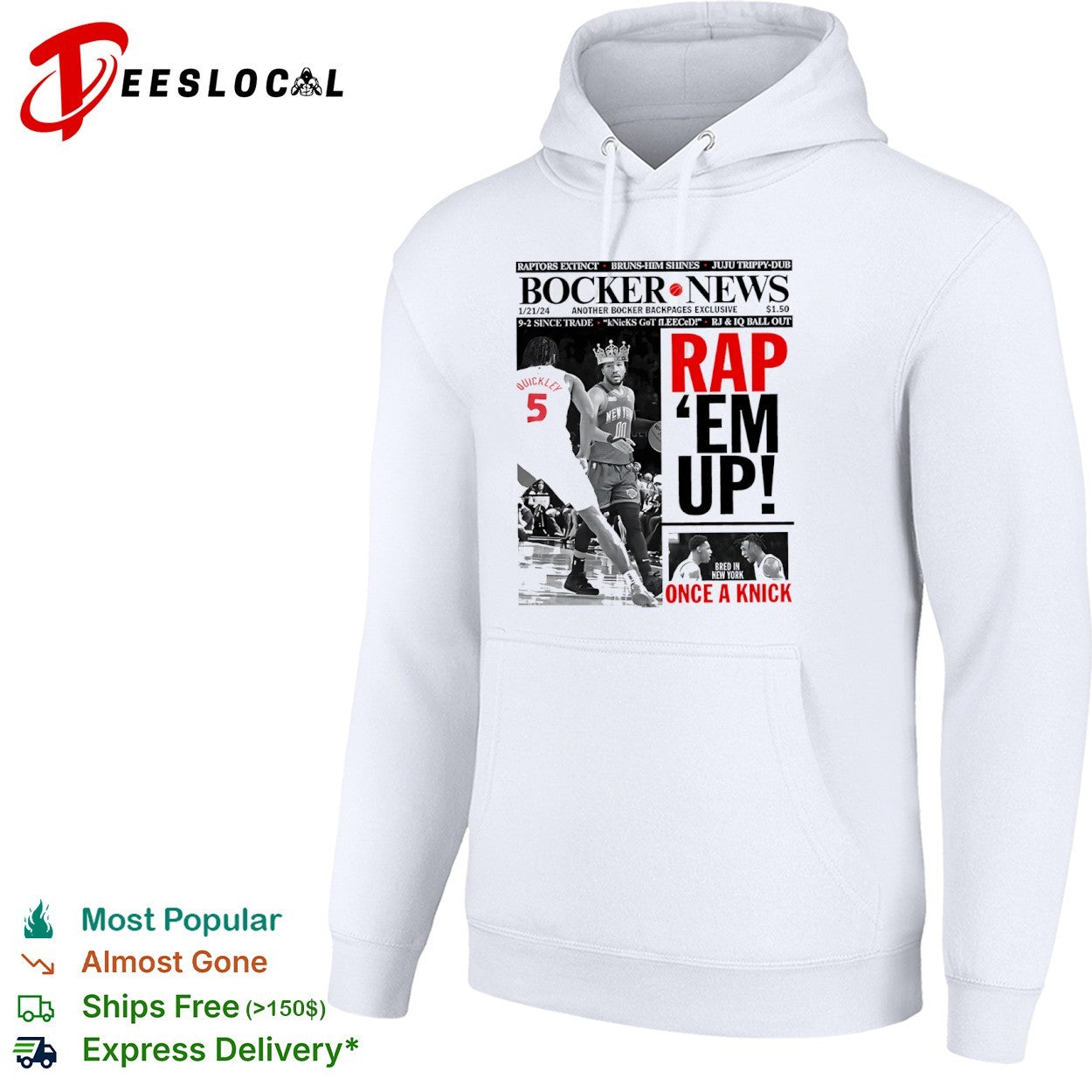 Jalen Brunson Immanuel Quickley New York Knicks NBA Bocker News Rap Em Up shirt