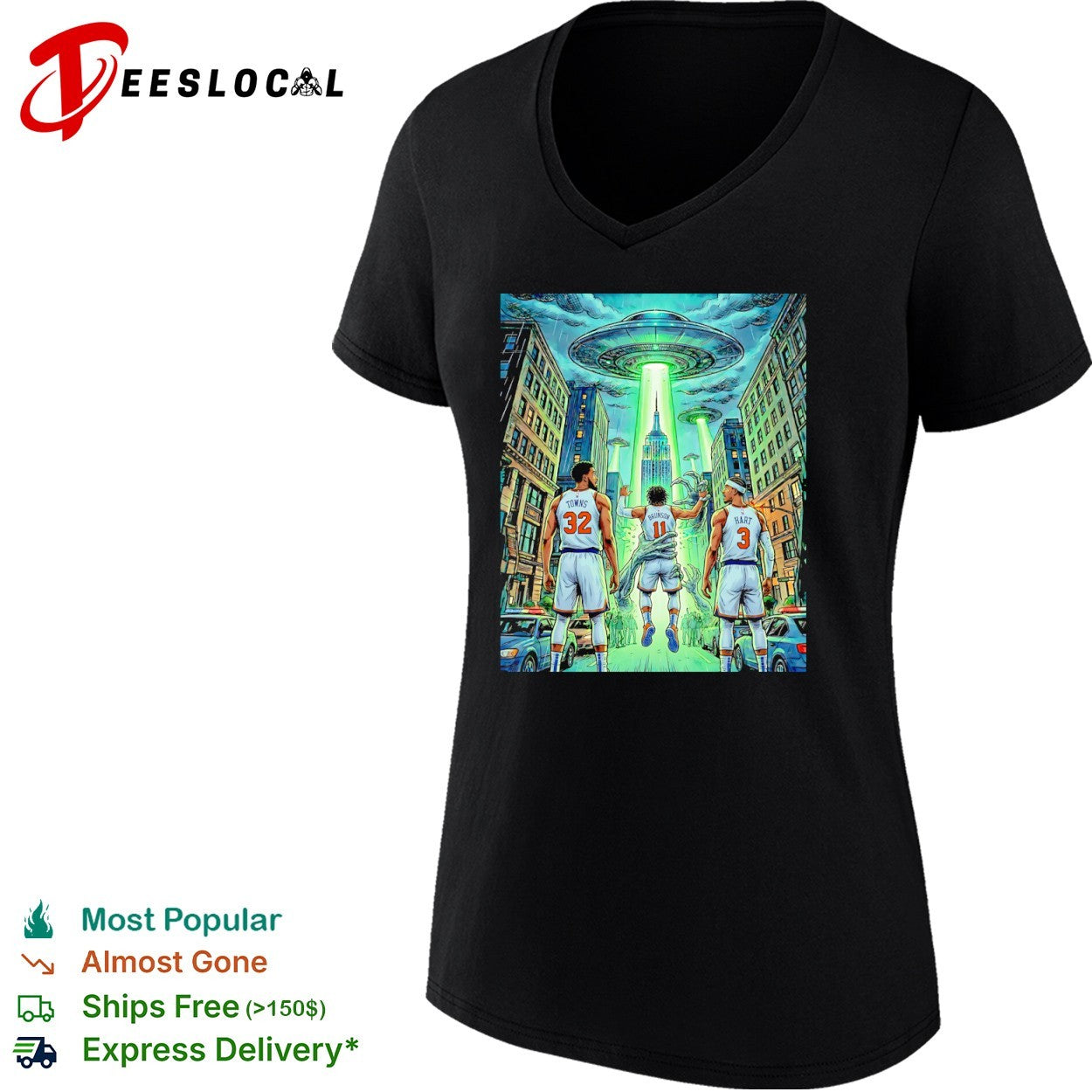 Jalen Brunson Karl Anthony Towns Josh Hart New York Knicks UFO Alien Abduction shirt