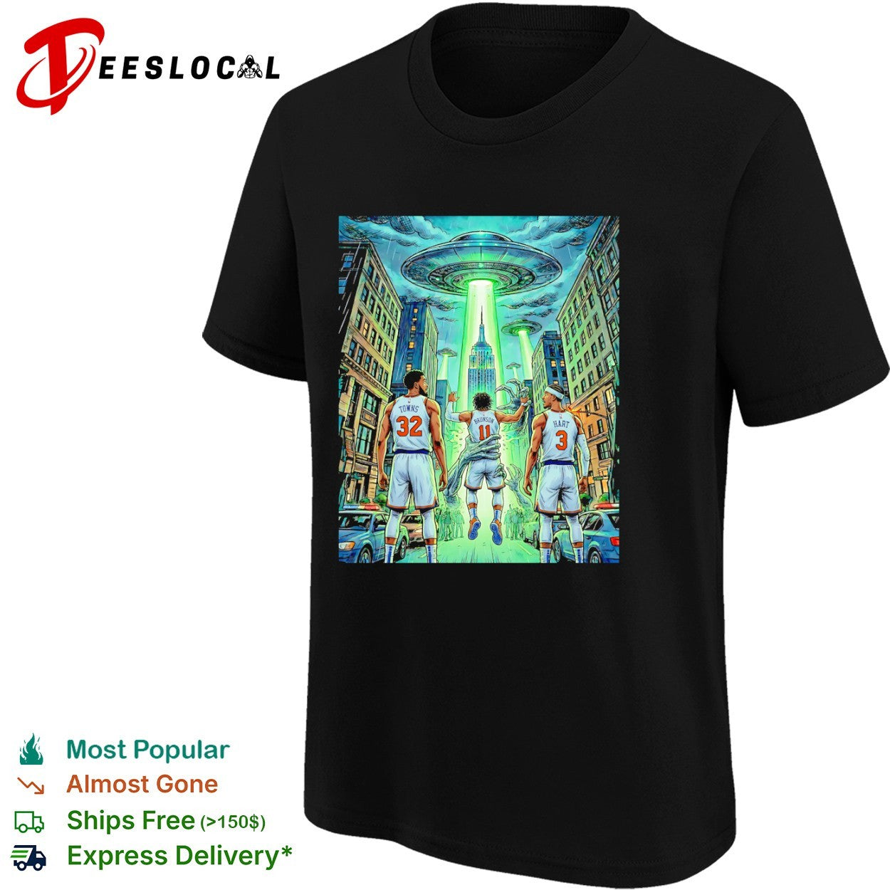 Jalen Brunson Karl Anthony Towns Josh Hart New York Knicks UFO Alien Abduction shirt