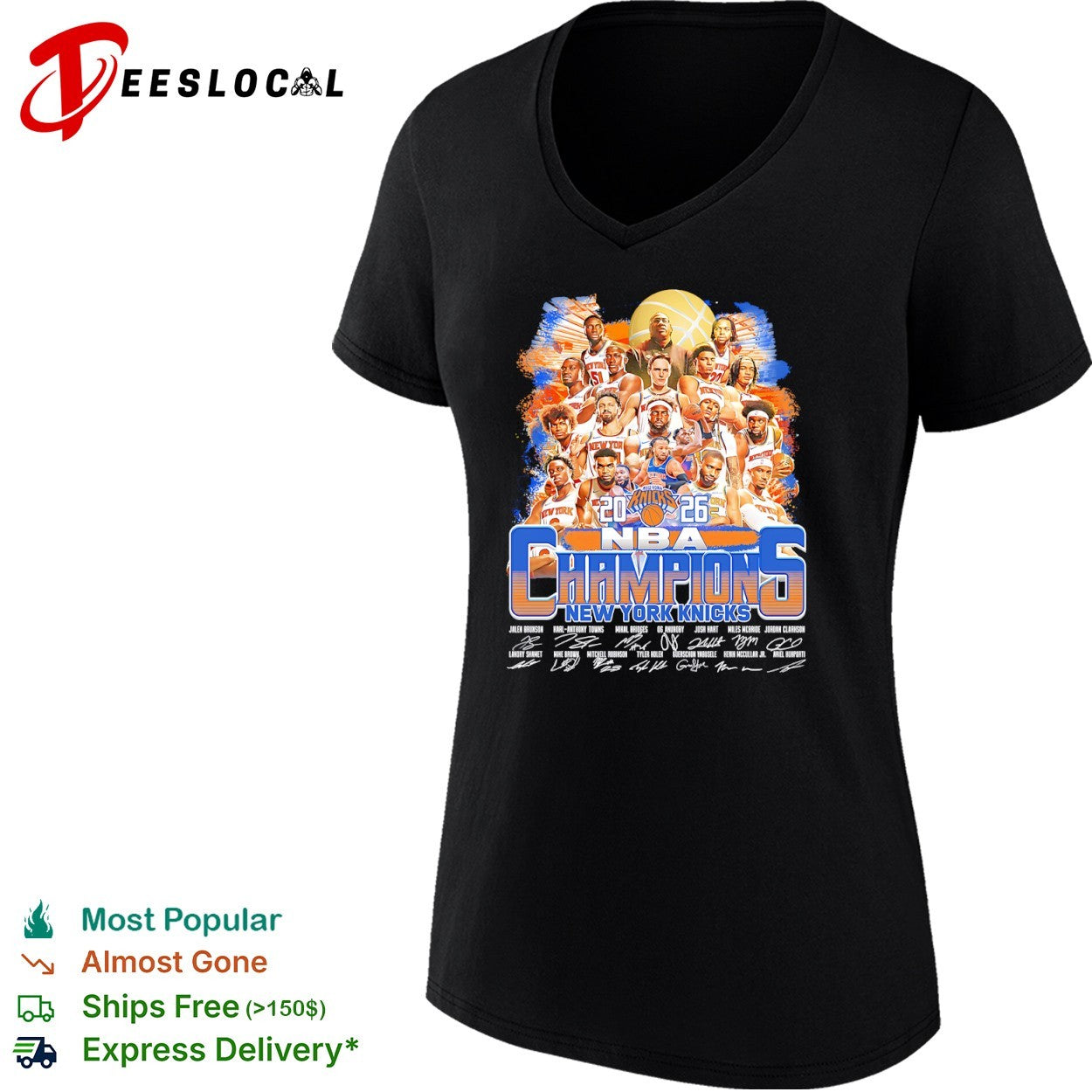 Jalen Brunson Karl-Anthony Towns New York Knicks 2026 NBA Champions team roster shirt