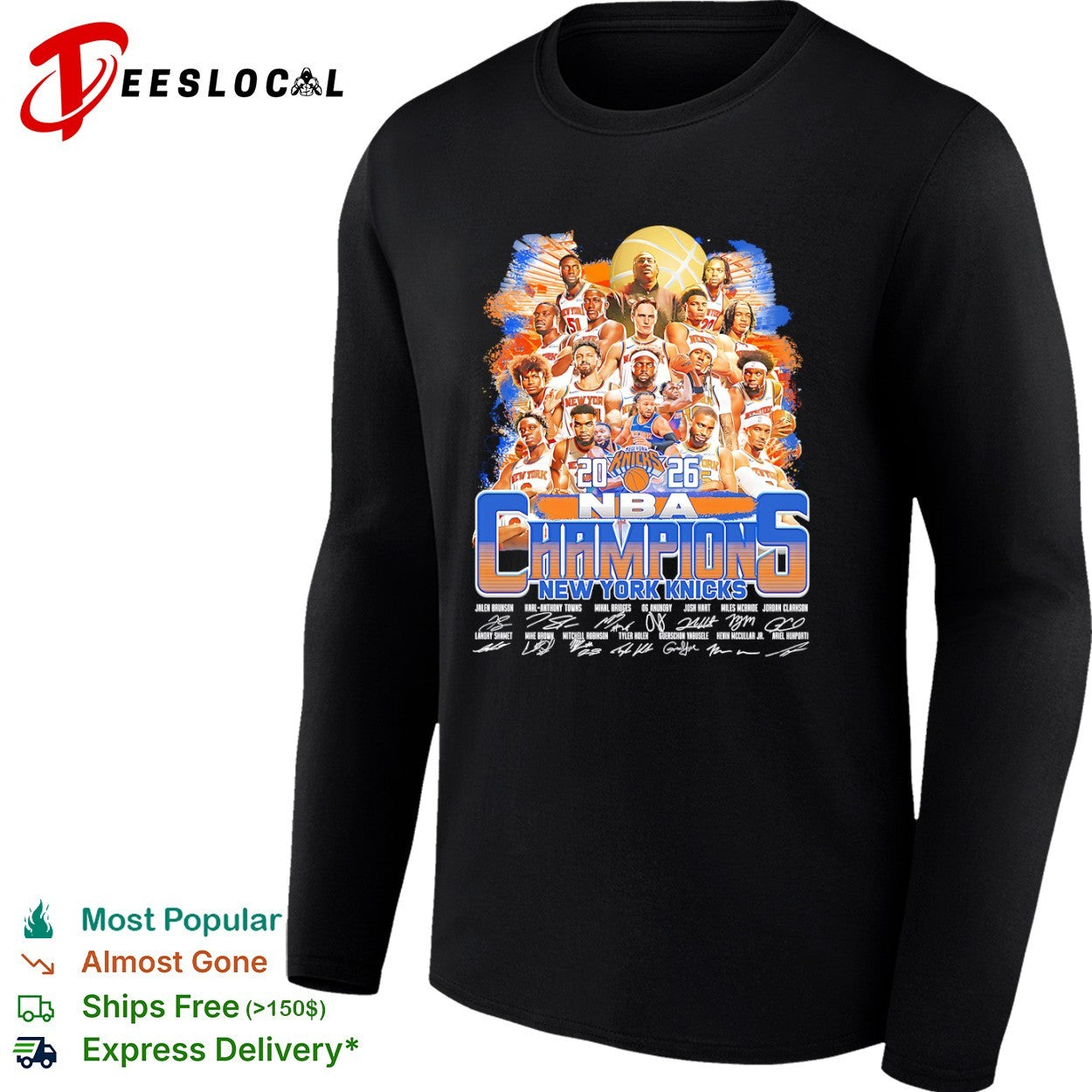 Jalen Brunson Karl-Anthony Towns New York Knicks 2026 NBA Champions team roster shirt