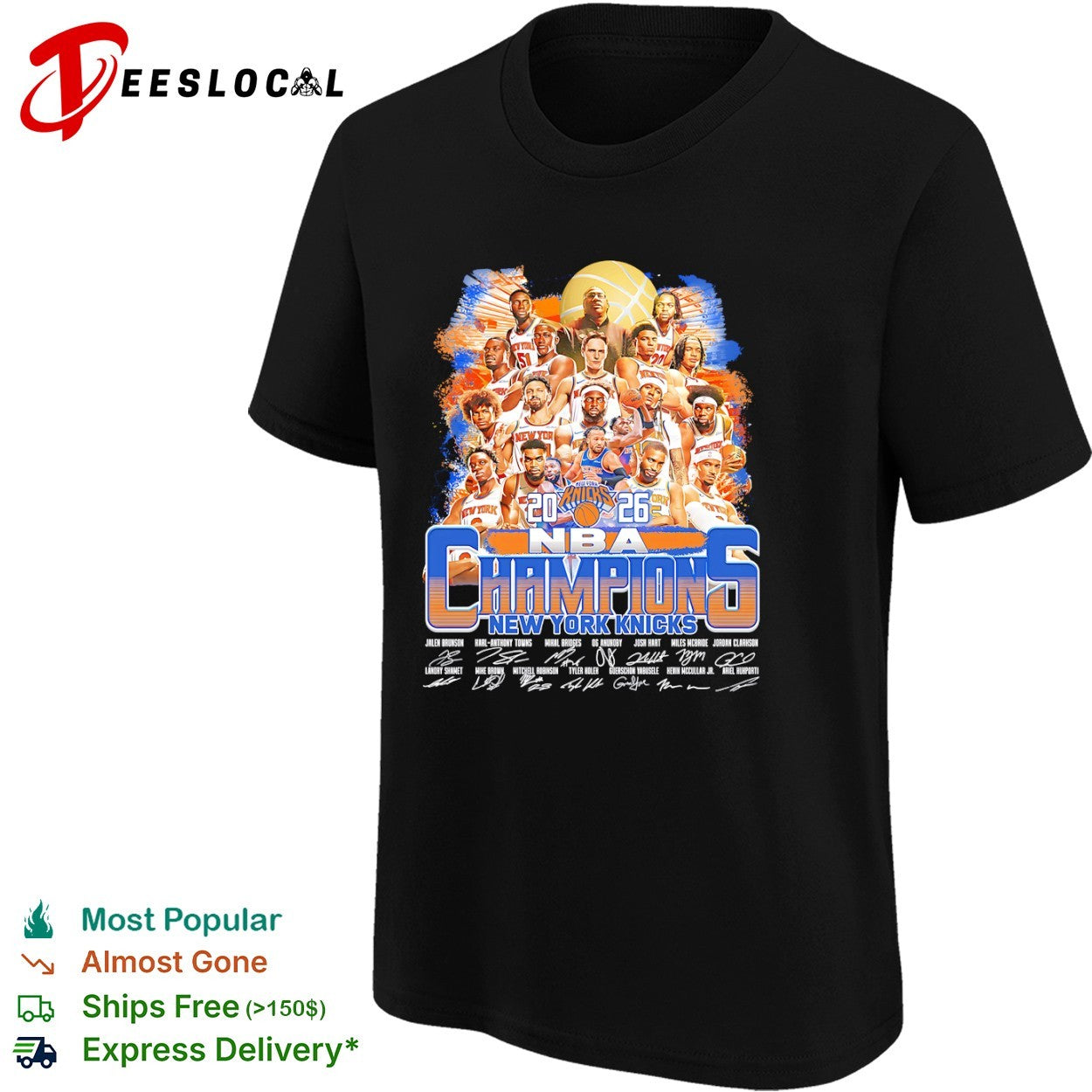 Jalen Brunson Karl-Anthony Towns New York Knicks 2026 NBA Champions team roster shirt
