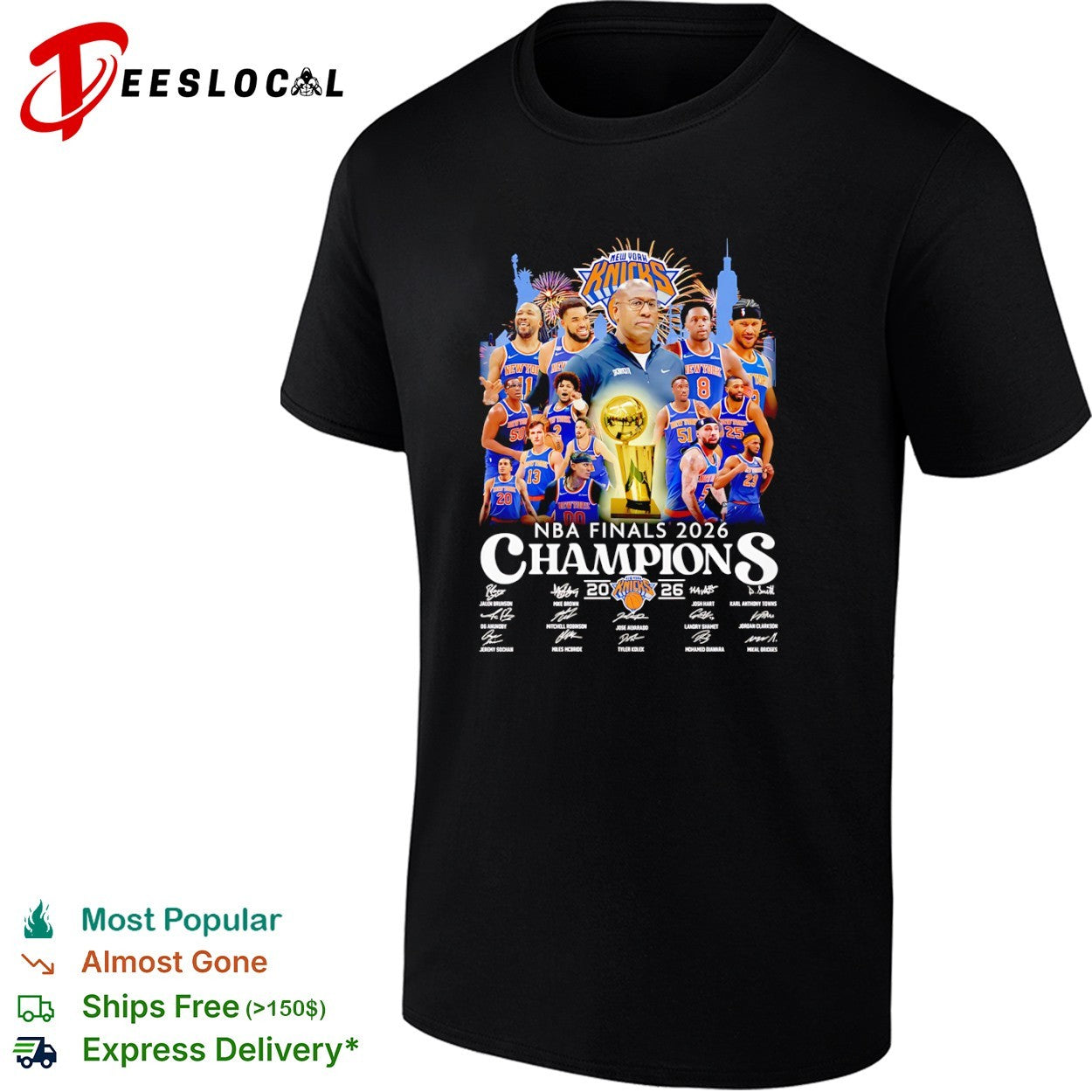 Jalen Brunson Karl Anthony Towns New York Knicks 2026 NBA Finals Champions team shirt