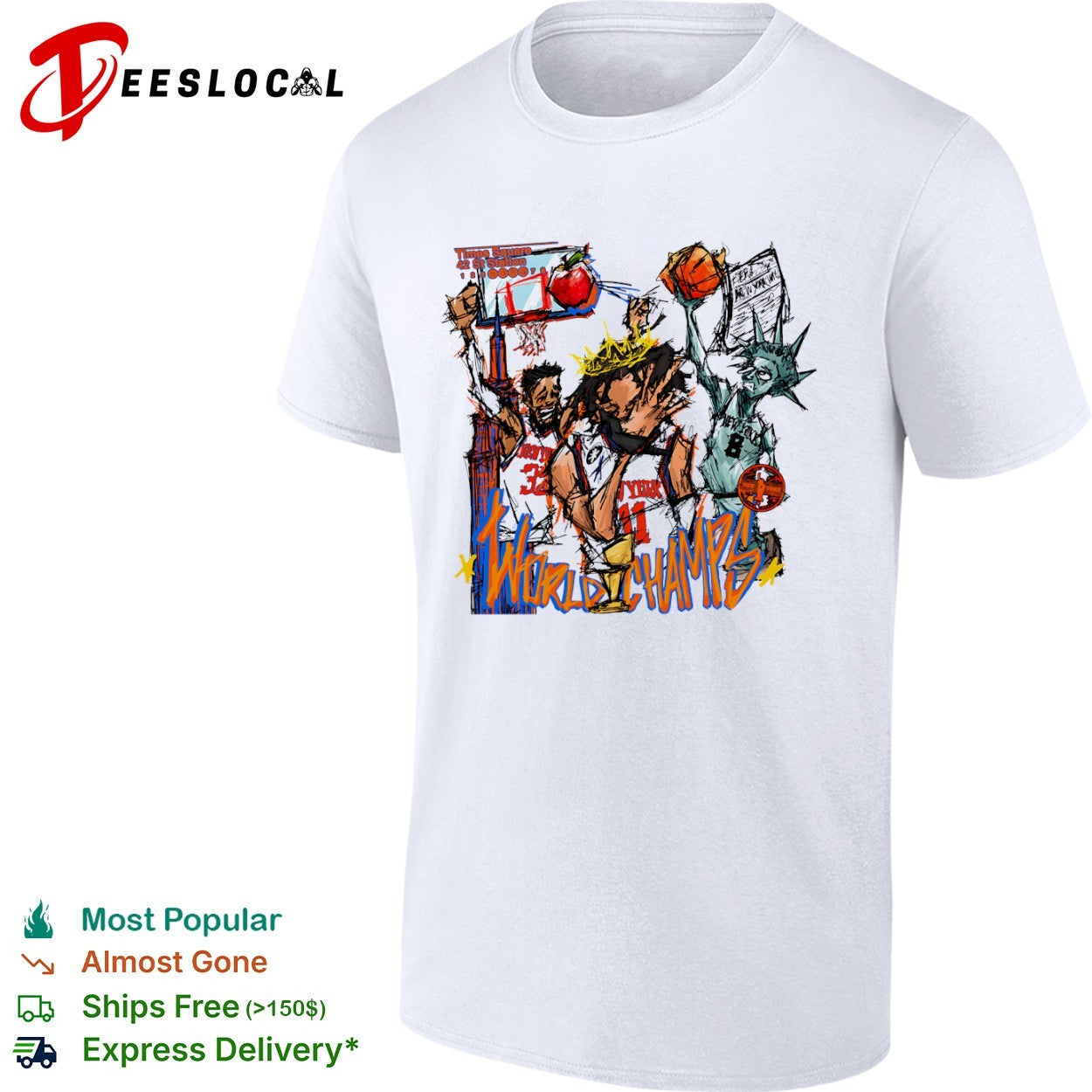 Jalen Brunson Karl Anthony Towns New York Knicks NBA World Champs Times Square shirt