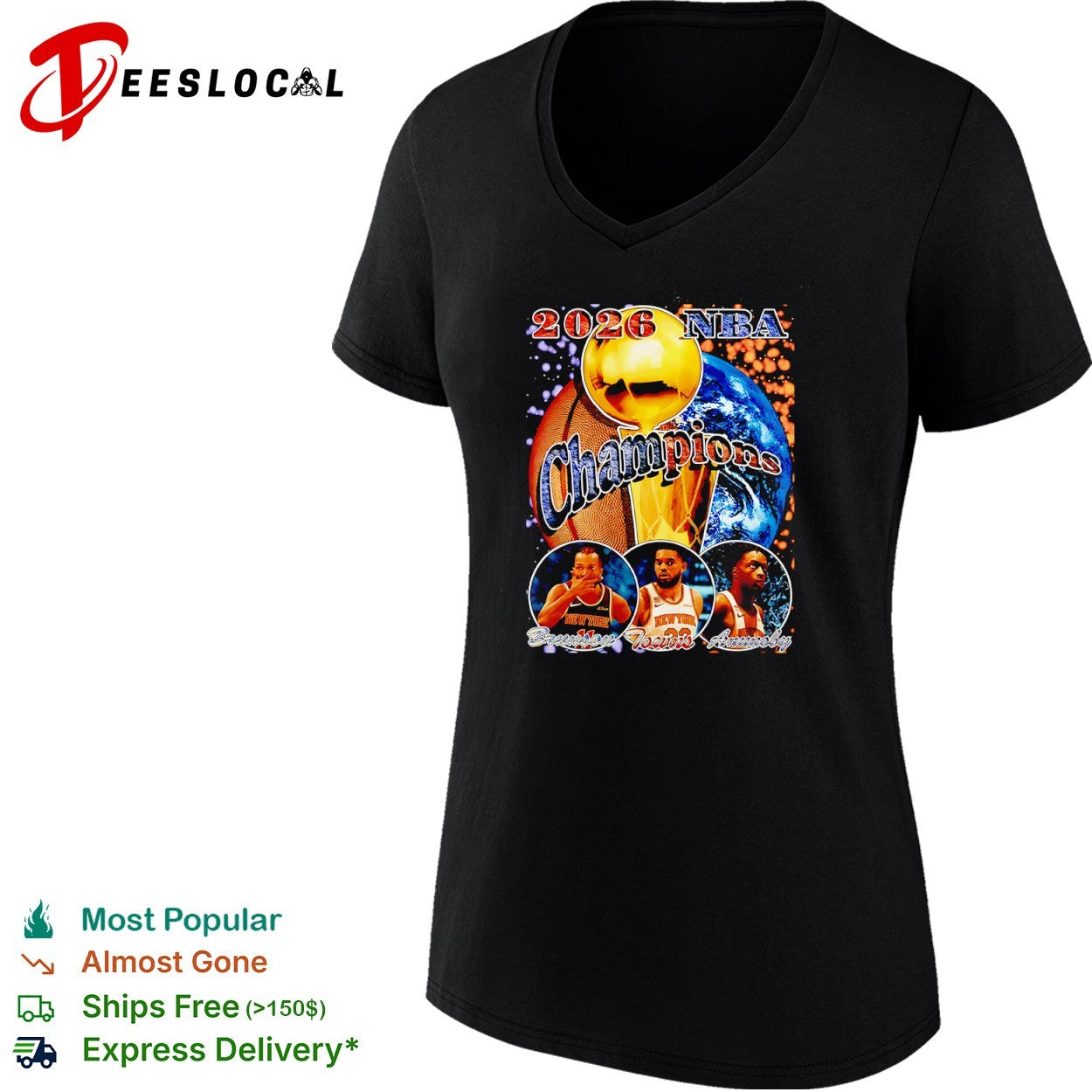 Jalen Brunson Karl Anthony Towns OG Anunoby New York Knicks 2026 NBA Champions shirt