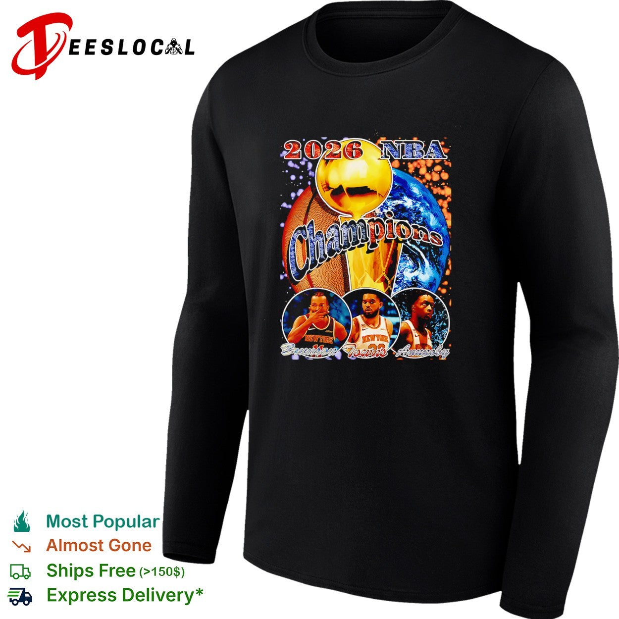 Jalen Brunson Karl Anthony Towns OG Anunoby New York Knicks 2026 NBA Champions shirt