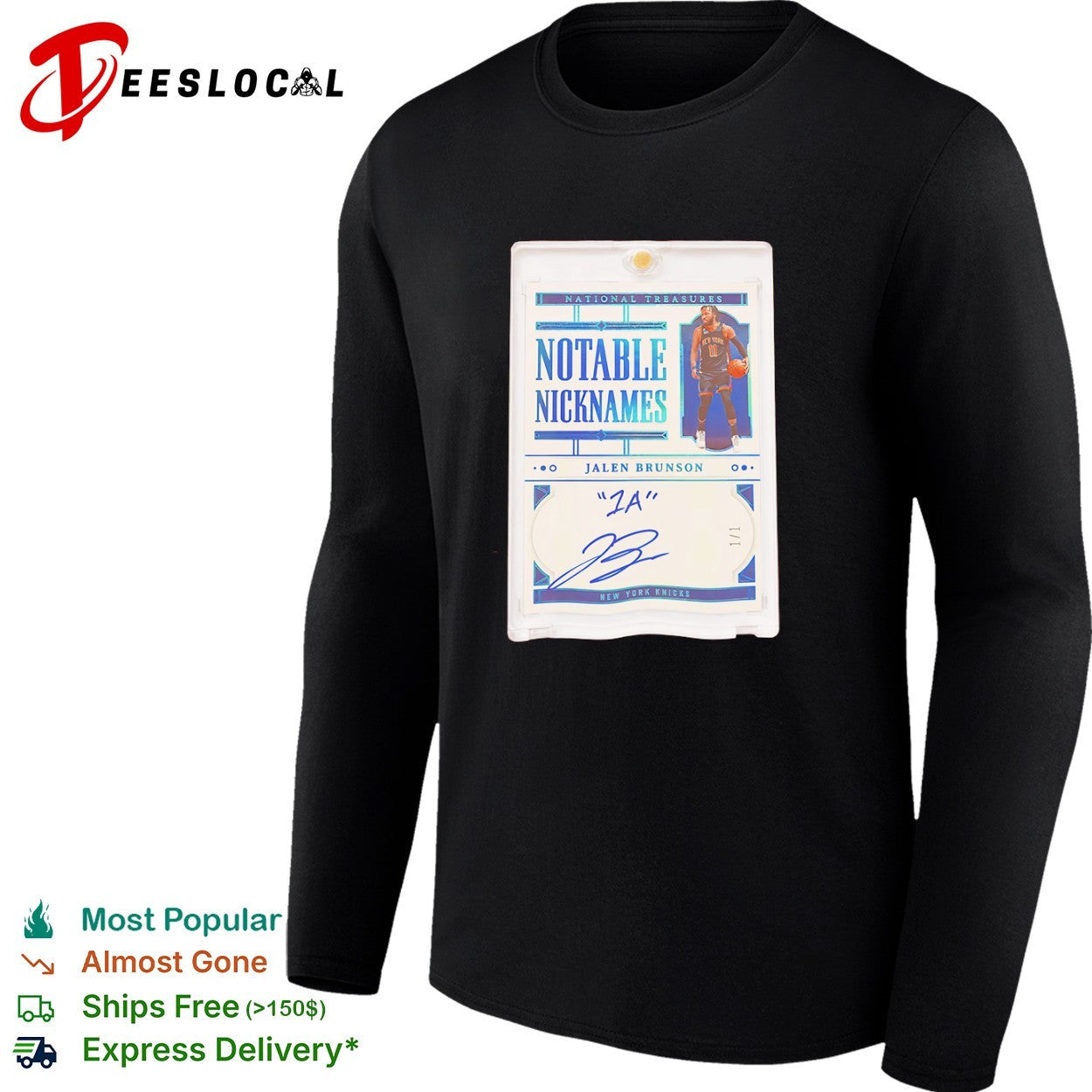 Jalen Brunson New York Knicks 1A trading card notable nicknames shirt