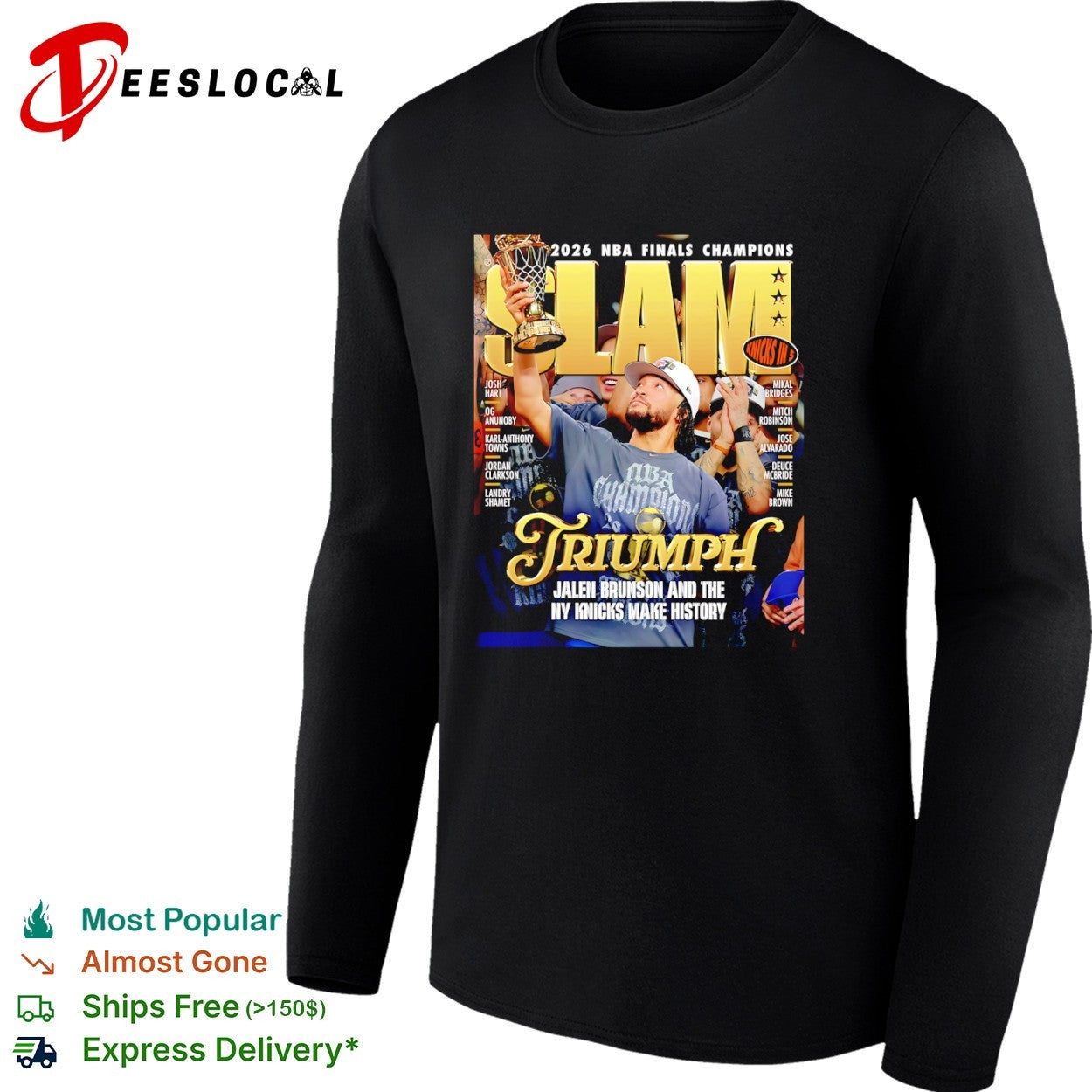 Jalen Brunson New York Knicks 2026 NBA Finals Champions Trjumph Slam magazine shirt