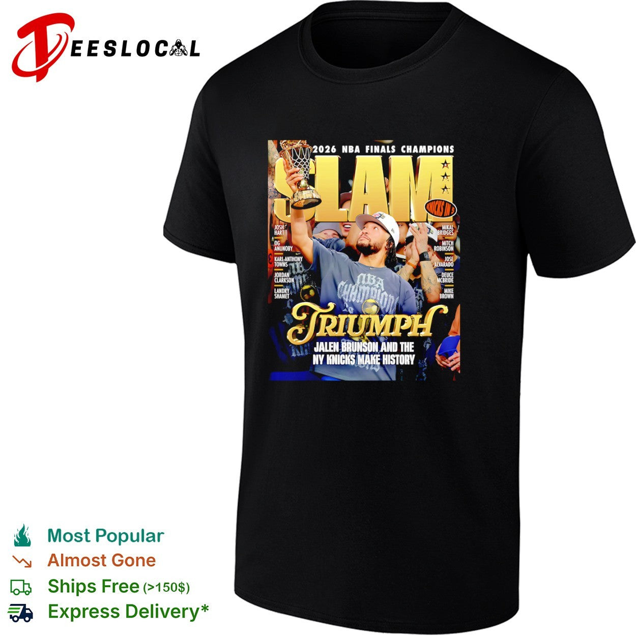 Jalen Brunson New York Knicks 2026 NBA Finals Champions Trjumph Slam magazine shirt