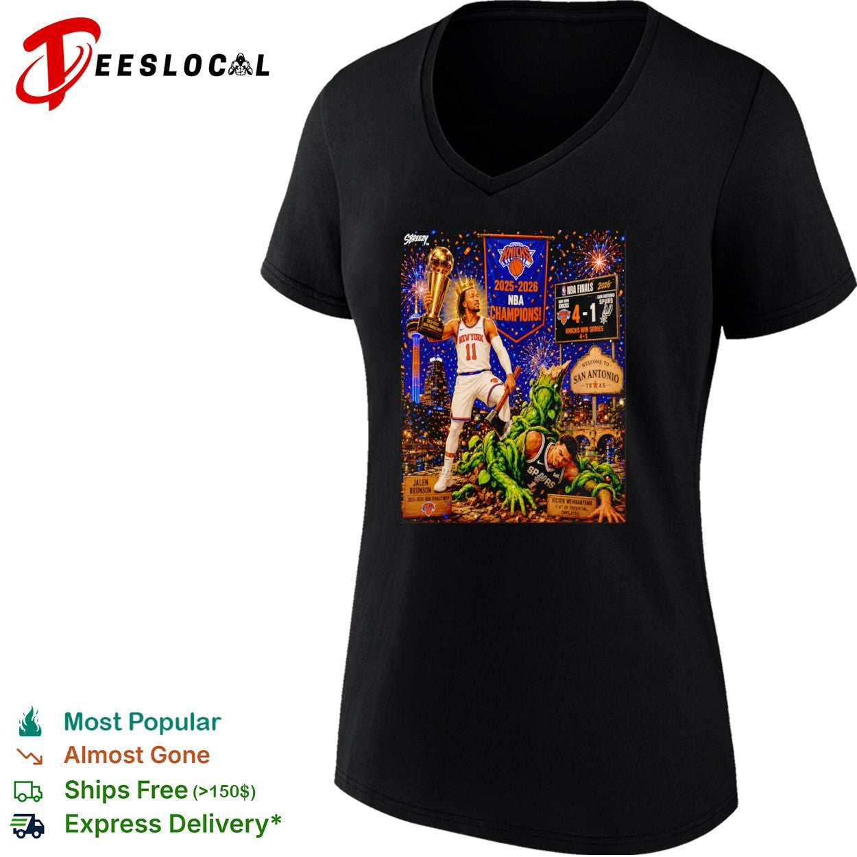 Jalen Brunson New York Knicks NBA 2025 2026 Champions Victor Wembanyama Spurs shirt